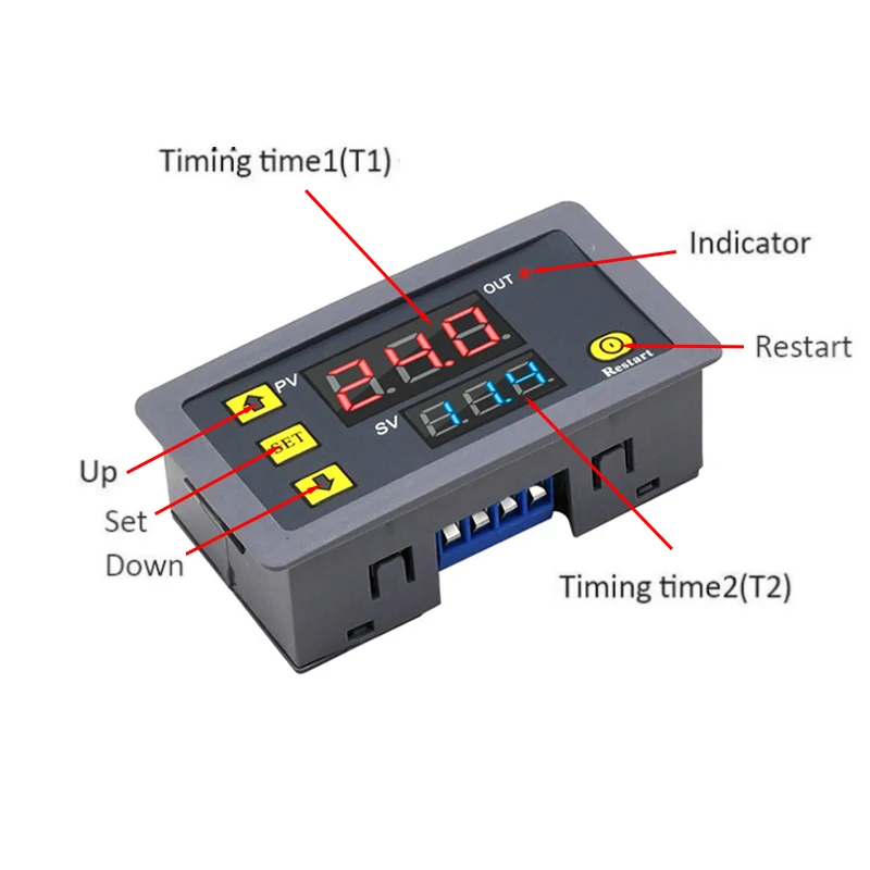 AC 110V-220V DC-12V Digital Time Delay Relay LED Display Cycle Timer Control Switch Adjustable Timing Relay Time Delay Switch