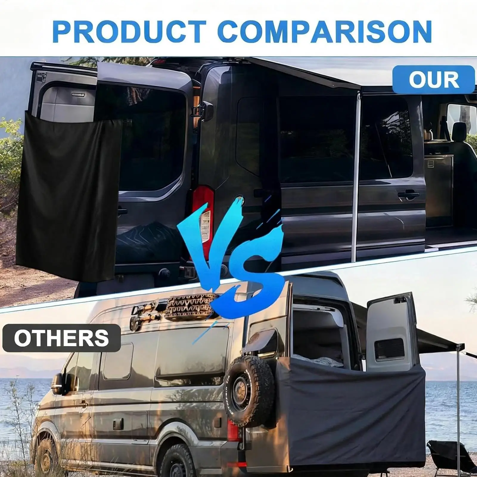 Tenda per porta posteriore per camper, magnetica, impermeabile, regolabile, per privacy, con ganci magnetici, per camion, SUV, roulotte, viaggi all'aperto