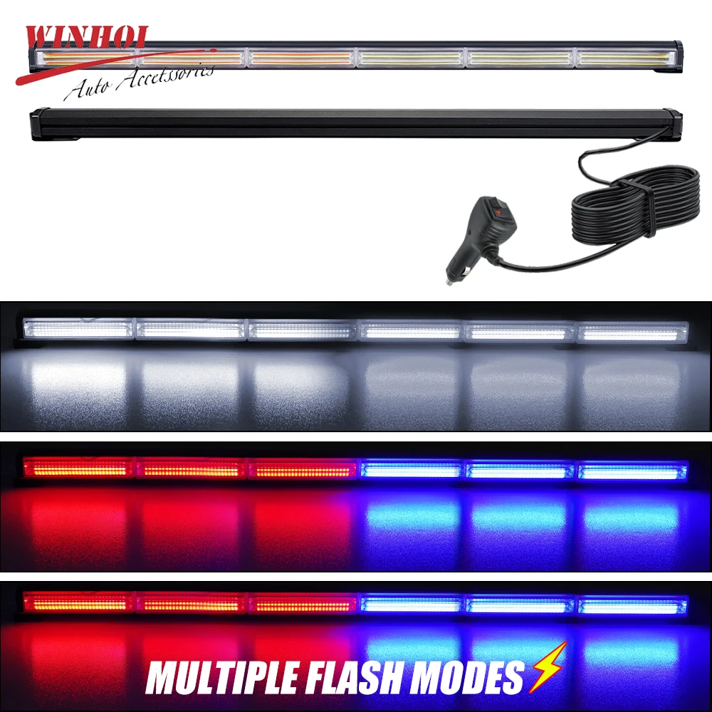 12-24 فولت التحكم اللاسلكي COB السيارات ستروب أضواء أحمر أزرق أبيض الشرطة ضوء إحترافي بار تحذير منارة الطوارئ مصطربة #3