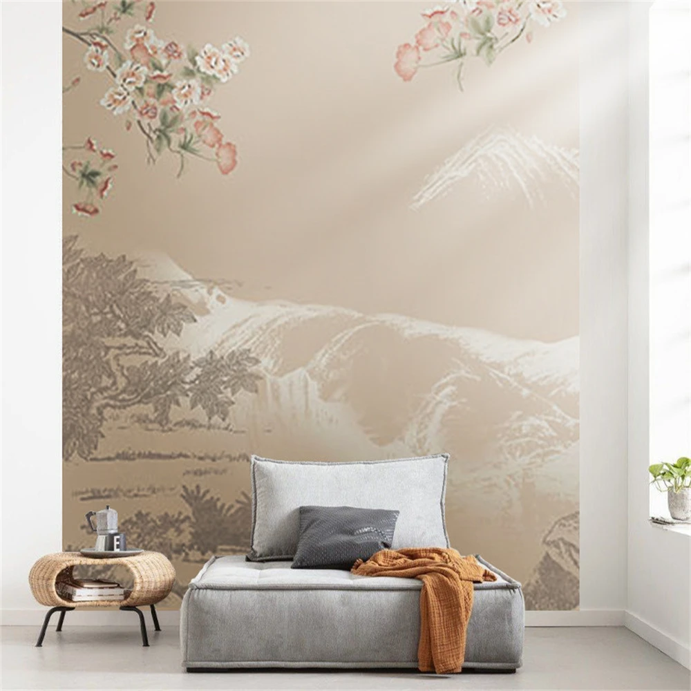 Custom Chinese landscape wallpapers for living room sofa film television wall paper hotel homestay wall painting TV background