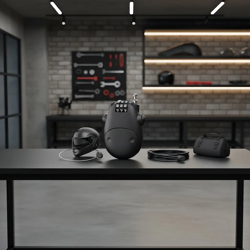 

​​Motorcycle Steel Cable Code Lock - Telescopic Wire Rope Helmet Lock with High-Precision Wheel Password​​