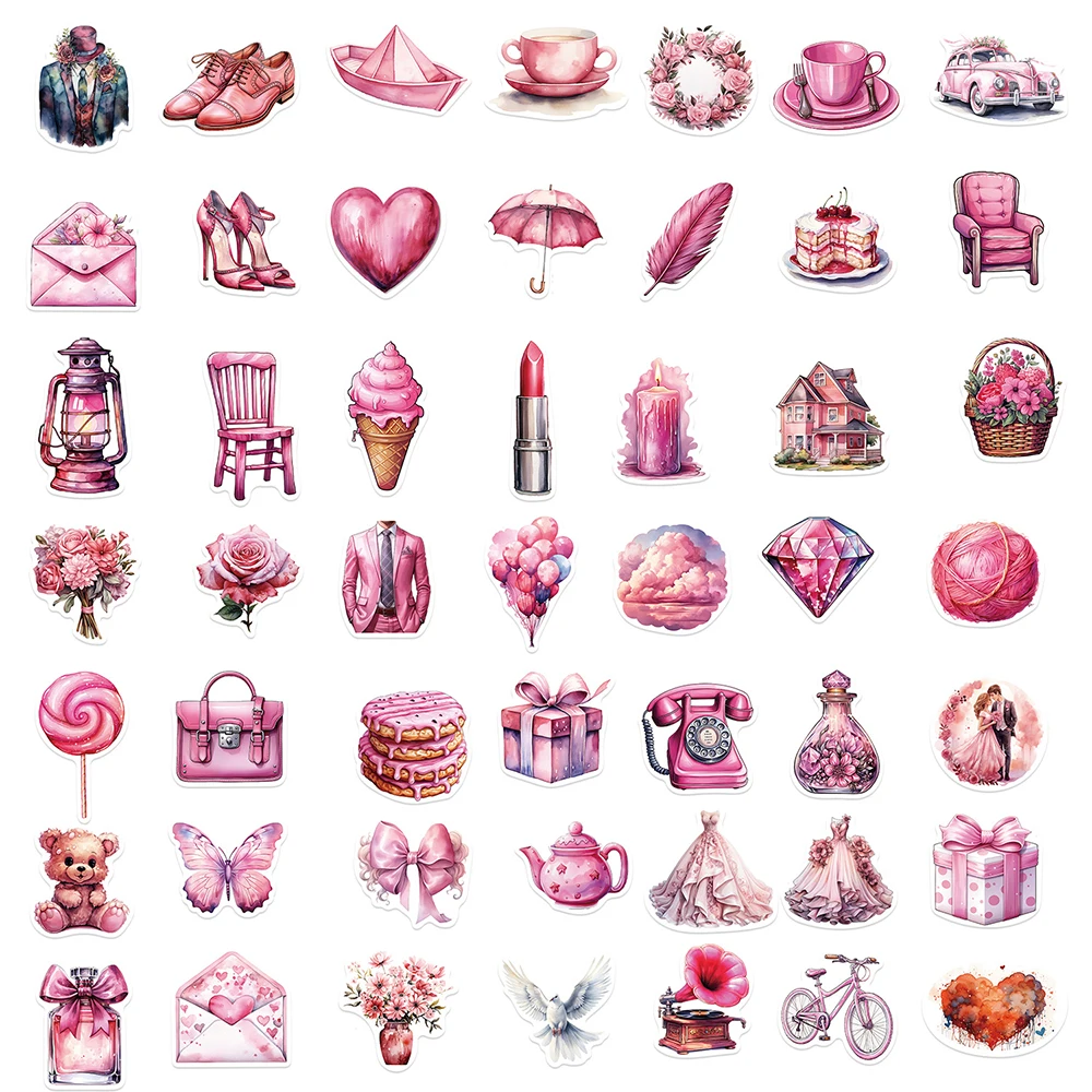 10/30/50/100pcs Retro Pink Cartoon Girl Aesthetic Stickers Ins Decals Laptop Fridge Phone Scrapbook Graffiti Cute Sticker Toys