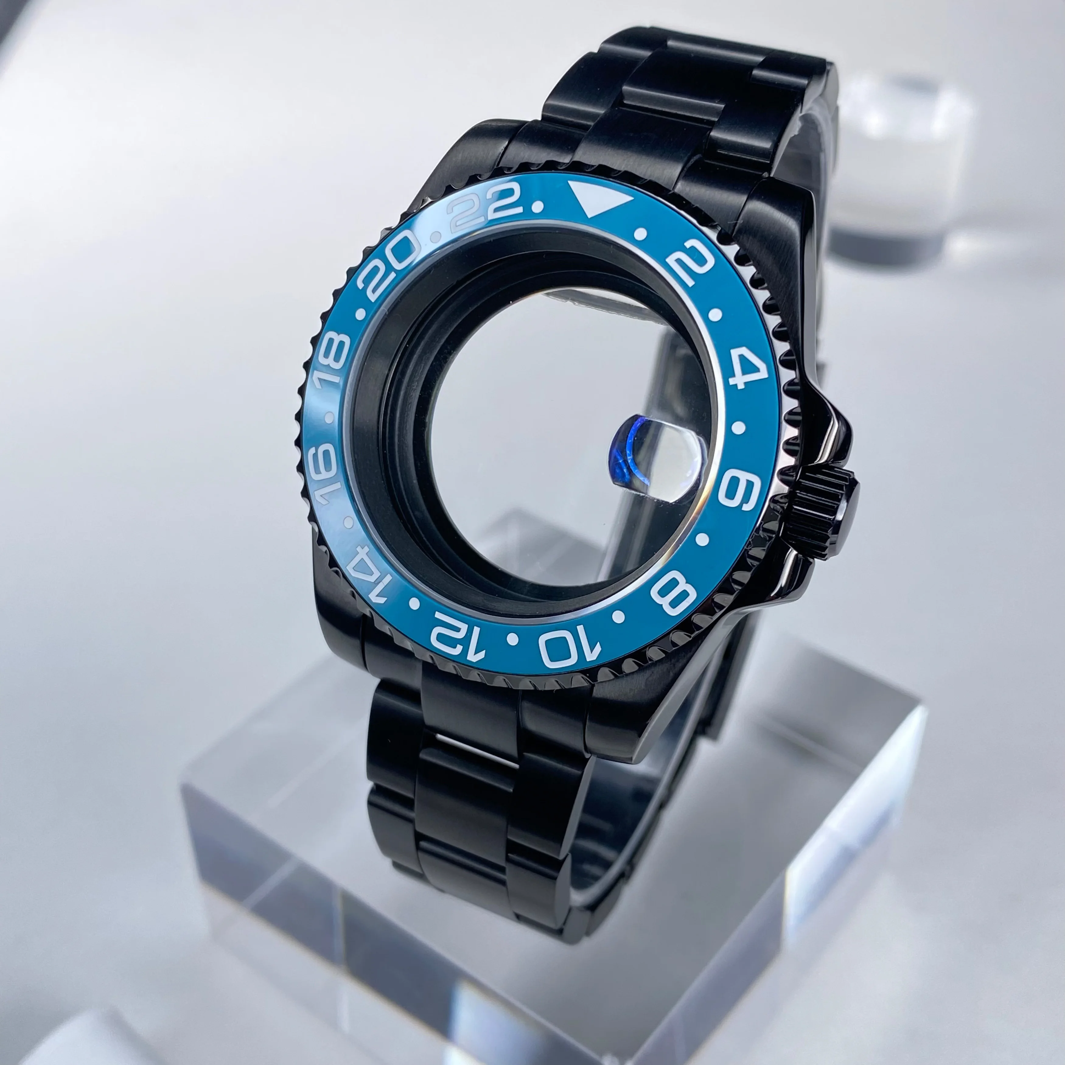 NH35 case 40mm Black High Quality Stainless Steel Sapphire Glass For NH35 NH36 Movement 20mm Watch bands Accessories Watch case