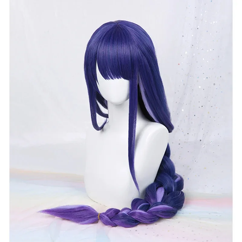 2025 11 جينشين تأثير بعل رايدن شوغون تأثيري 100 سنتيمتر الأزرق الأرجواني مقاومة للحرارة الاصطناعية الشعر أنيمي الباروكات + شعر مستعار C