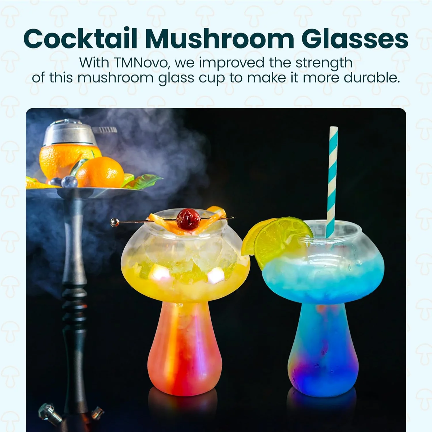 Iridescent Cocktail Mushroom Glasses Set - Dishwasher Safe - Rainbow Glass Mushroom Vase - Cute 12Oz Cup - Perfect Gift for Mush