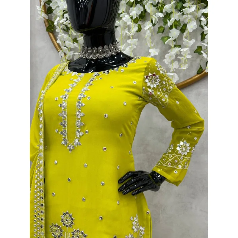 Lime Green Salwar Kameez Pakistan Indian Wedding Party Dress Polaroid Suit