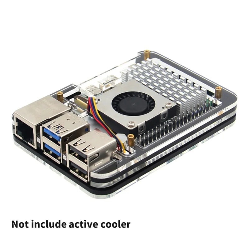 5-lagiges Acrylgehäuse für Raspberry Pi 5, kompatibel mit Raspberry Pi 5 Active Cooler, Präzisionsaussparungen, einfache Installation