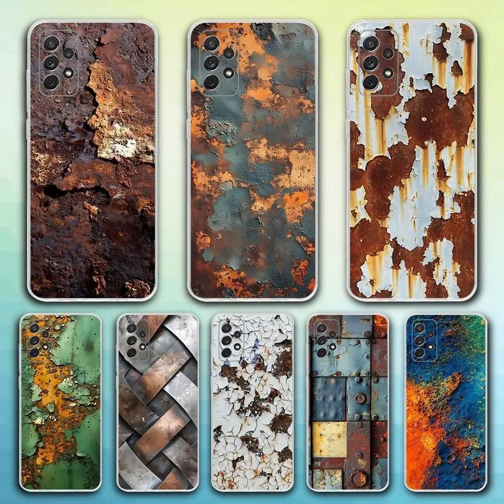 Phone Case For Samsung S30,23,21,22,20, FE lite,S10,9,8,7 PIus Note20ultra Soft R-Retro Industrial Rusty Transparent