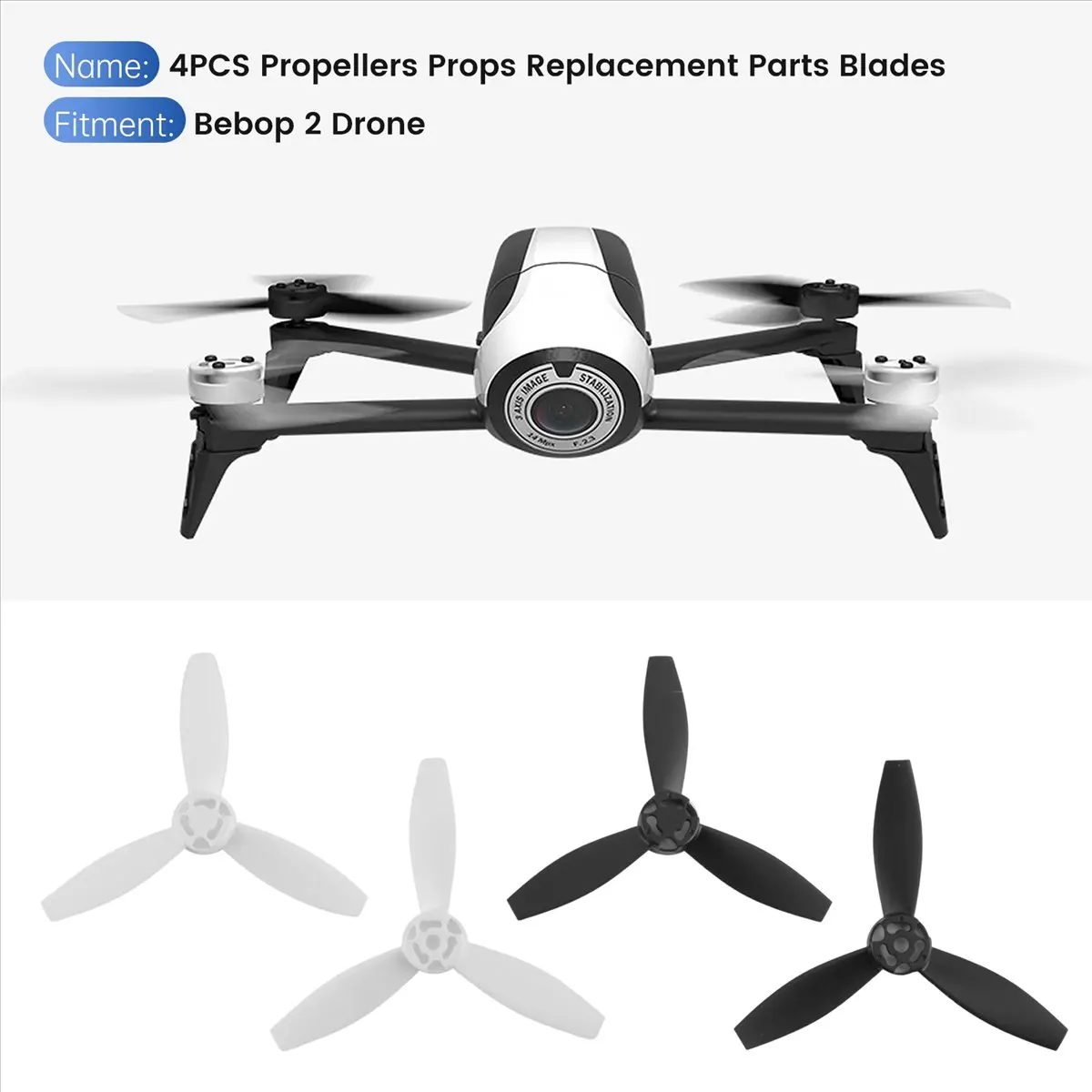 T34C 4 Propellers Props Replacement Parts Blades For Parrot Bebop 2 Drone Black White