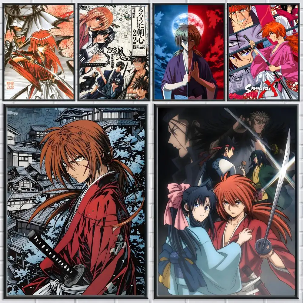 Anime R-Rurouni Kenshin Poster Home Living Bed Room Bar Hallway Sticky Wall Printing Waterproof Aesthetic Decor