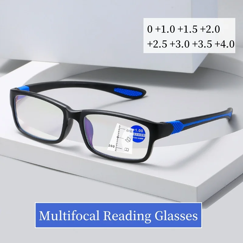 

Men's Anti-blue Light Reading Glasses Trendy Multifocal Near and Far Sight Eyeglasses Unisex Computer Optical Presbyopia Eyewear