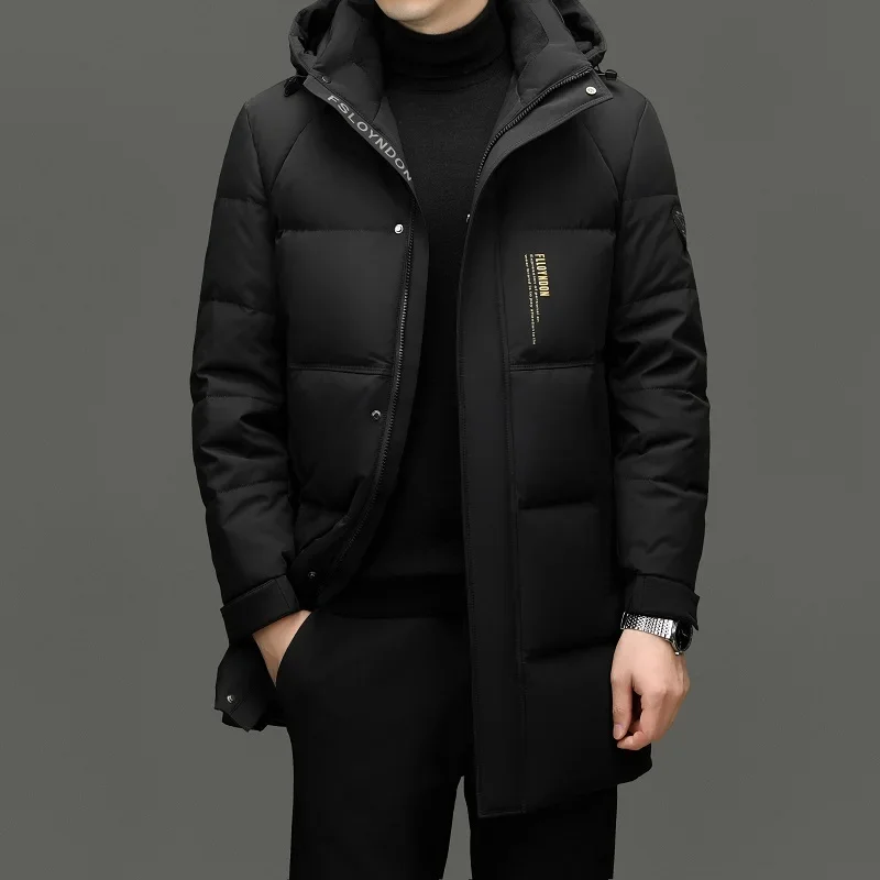 Milk Silk Long Down Jacket Man 2024 Male Winter Brand Duck Down Padding Men's Clothing Padded Jacket Casual New in Coats Down