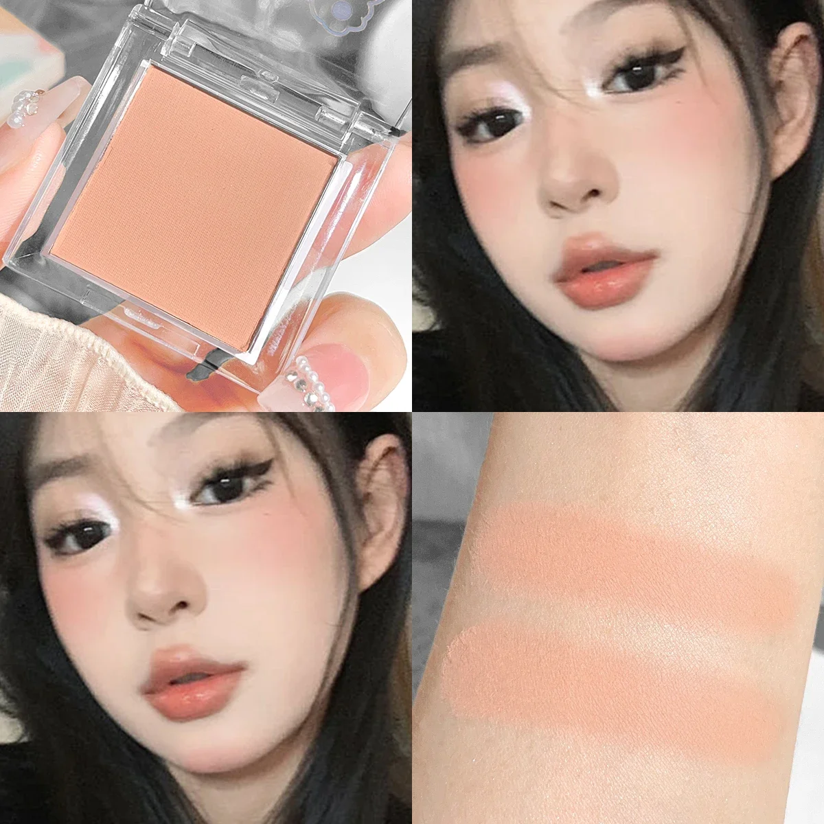 Hisyi Matte Monochrome Lidschatten-Palette, natürliches, leichtes Highlighter-Puder für zarte Augenkonturierung, hellt auf und verleiht Glanz – Detail 7