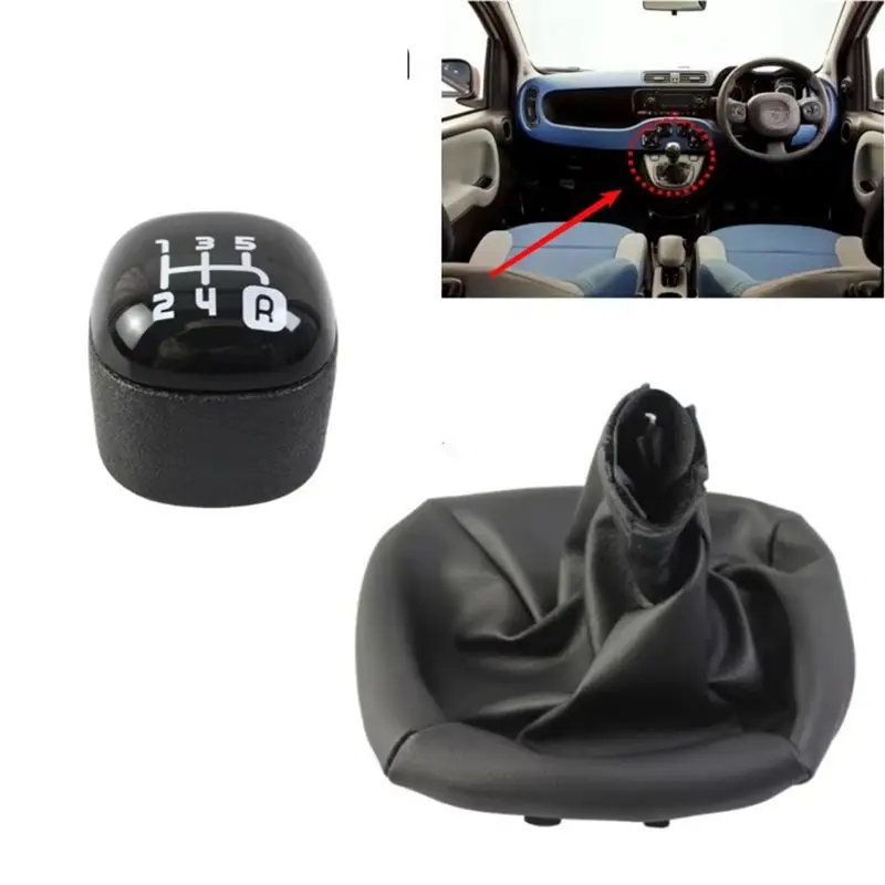 A82M-Gear Shift Knob Replacement 46315999 OE For Fiat Panda 2012-2020 5-Speed Manual Transmission 48YT7180