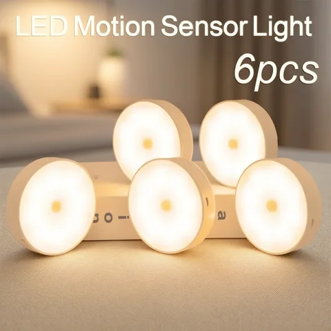 Motion Sensor LED Night Light USB Rechargeable Night Lamp For Kitchen Cabinet Wardrobe Lamp Staircase Wireless LED Closet Light