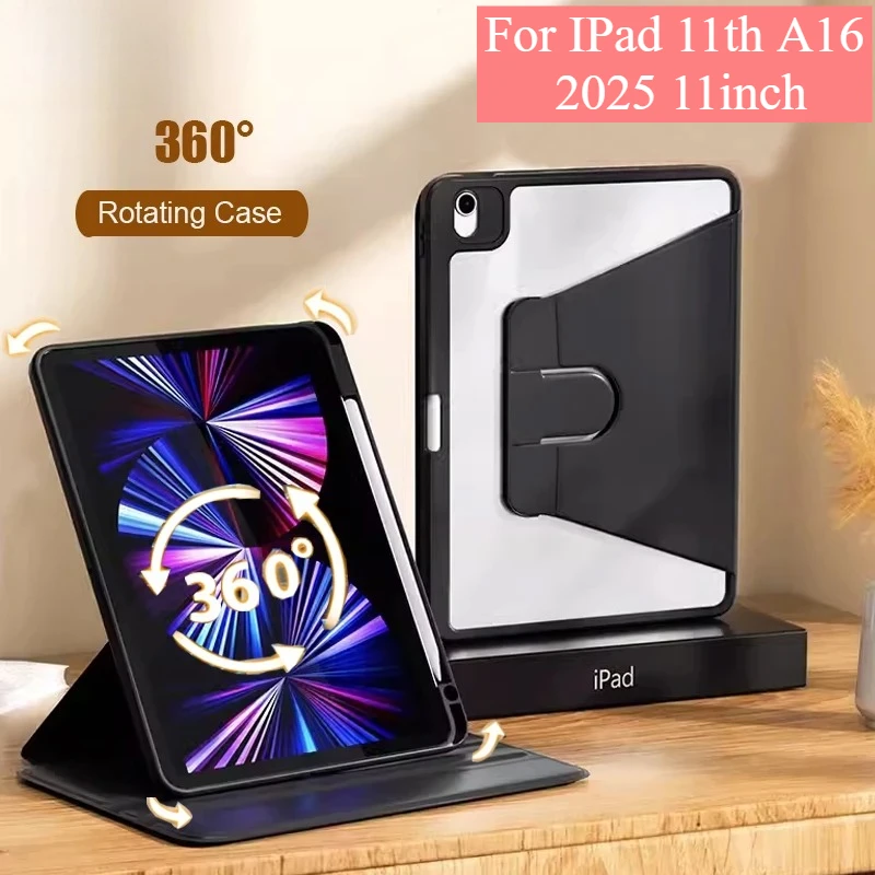 For Ipad 11th A16 Generation 2025 Case Air7 11/13 Inch 10th 9/8/7 10.9 Ipad Air 6 5 4th Pro 11 13 9.7 Cover 360° Rotation Shell