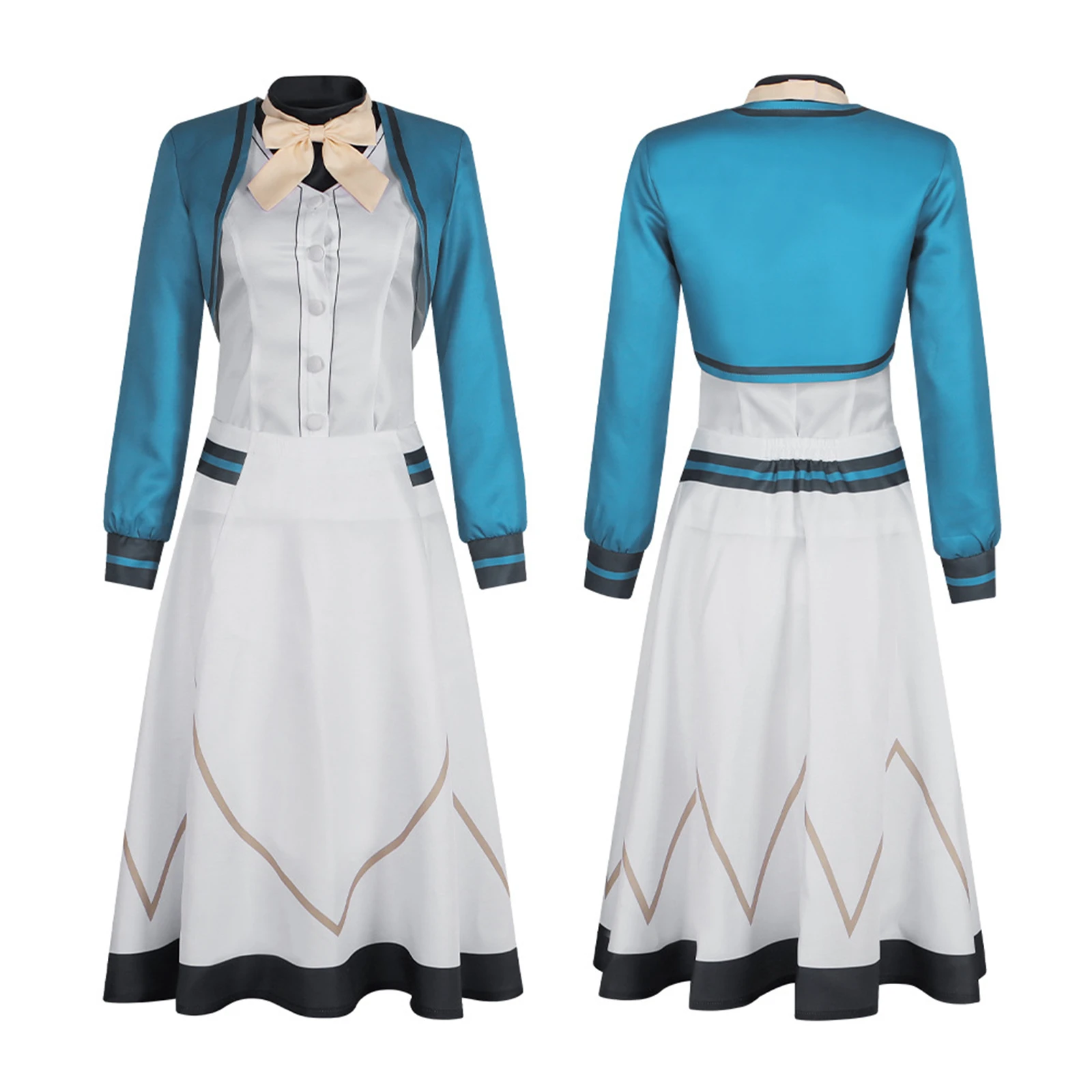 Monica Everett Cosplay Costumes Anime Girl White Vest Skirt Uniform Halloween Party Outfit