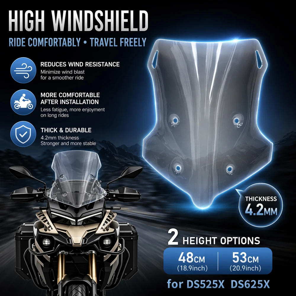 48CM/53CM Windscreens For LONCIN VOGE DS625X 625DSX 625 DSX DSX625 Motorcycle Accessories Windshield Wind Deflectors Viser Visor