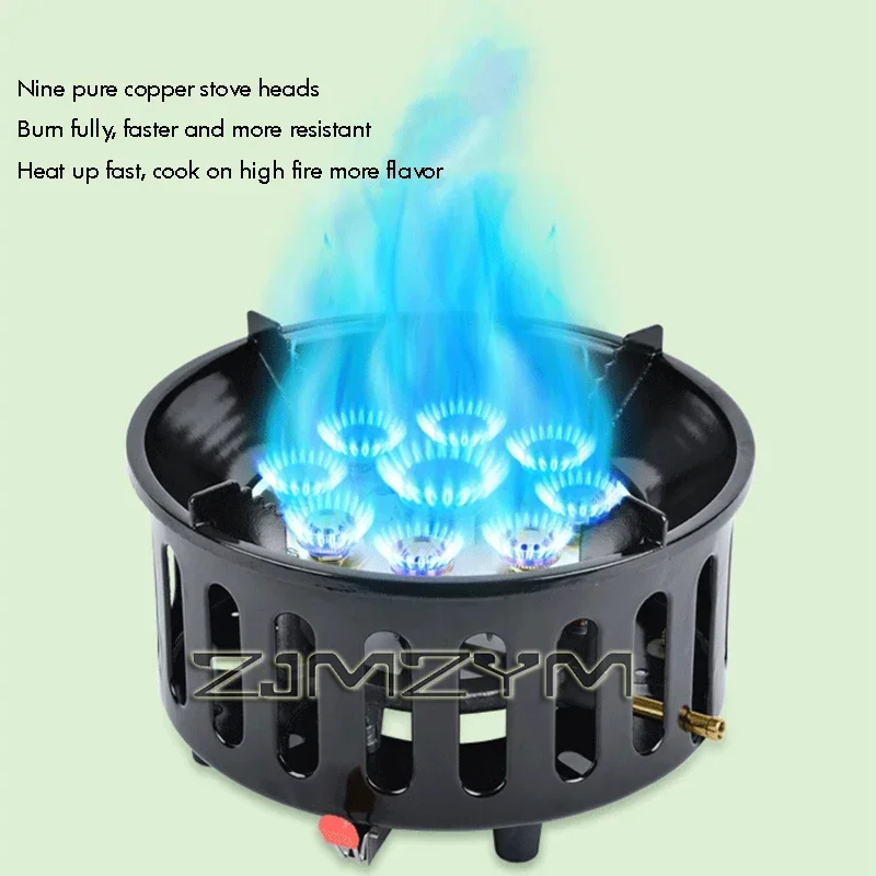 9Core Anti-Wind Gas Stove 21000W High-Power Tourist Camping Burner Adjustable Firepower Stove Electronic Ignition Cassette Stove - Image 2