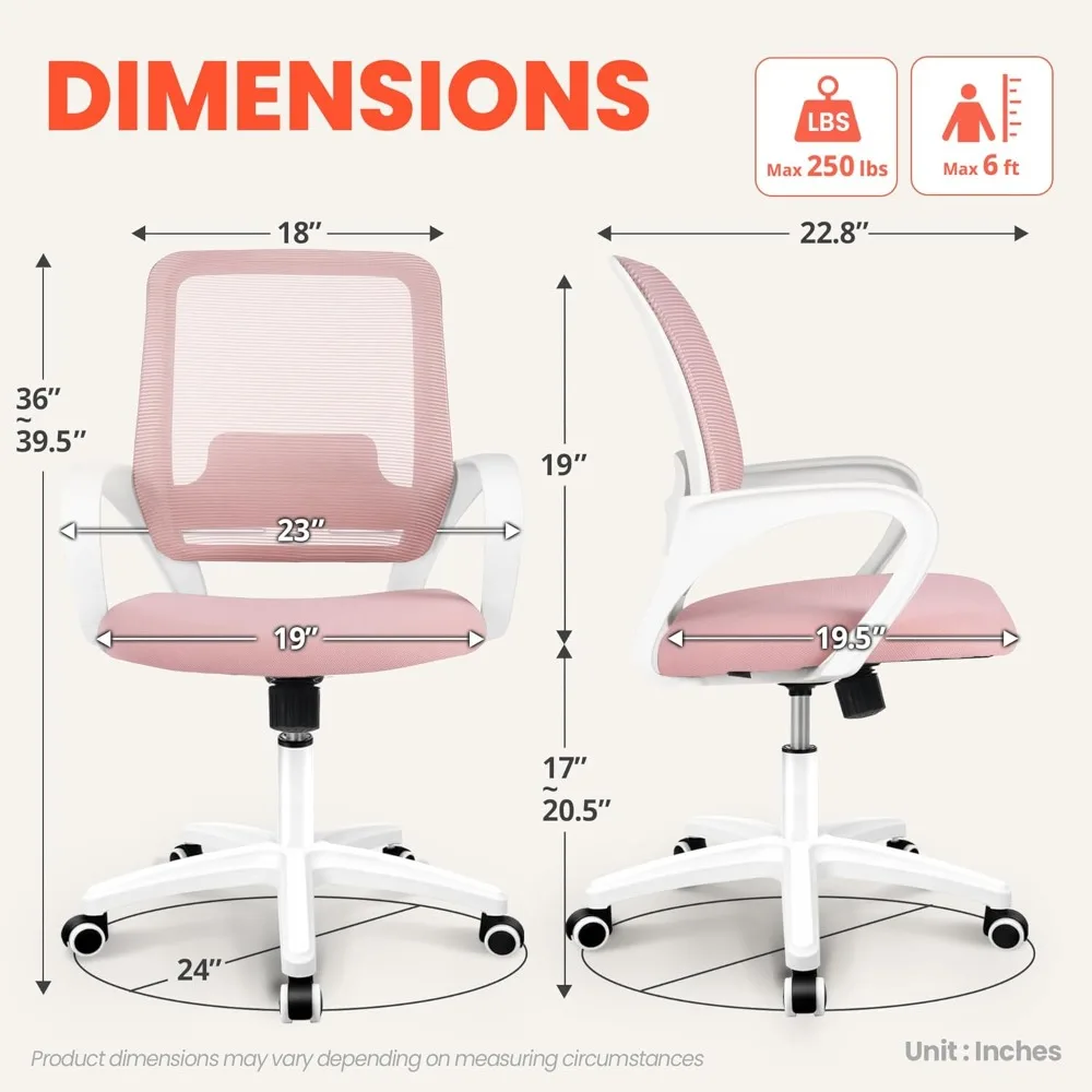 كرسي مكتب شبكي مريح مع دعم قطني، ارتفاع قابل للتعديل، عجلات دوارة لراحة مكتب الدراسة المنزلية #2