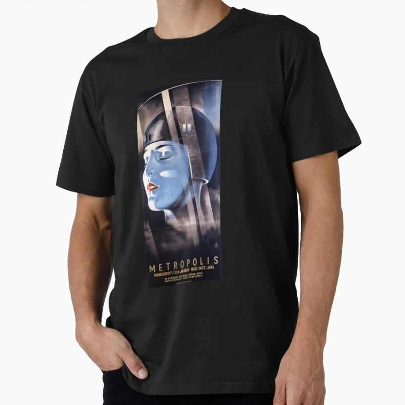 Fritz Lang's Metropolis 80s Classic Sci fi Gift t shirt Vintage Robot Maria Graphic Clothes 1223 100% cotton All size Tops S-6XL