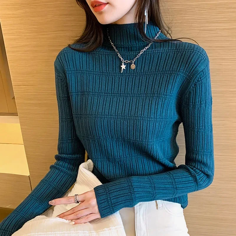 2023 New Spring Autumn Turtleneck Sweater Women Long Sleeve Knitted Jumper Pullover Ladies Korean Sweaters Basic Knit Top