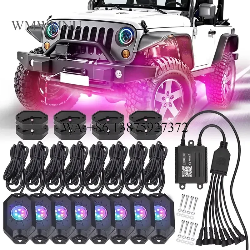 Wmwmnu RGB RGBW LED Rock Lights for Off Road Cars Boats LED Pods with Music Mode Bluetooth APP Control Waterproof Underglow