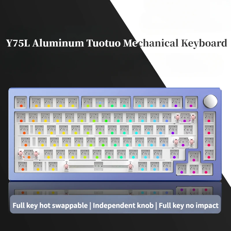 Y75 82key Wired CNC Aluminium Lump Kit Mechanical Keyboard RGB Hot Swap Gasket Keyboard Gaming Keyboard Laptop Accessories Gamer