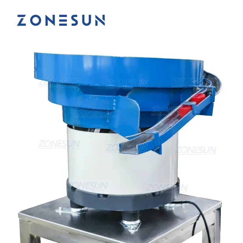

ZONESUN Автоматический сортировщик чаш для бутылок Расшифровка Вибрационная подача Распылитель Крышка Вибрационная чаша Кормушка
