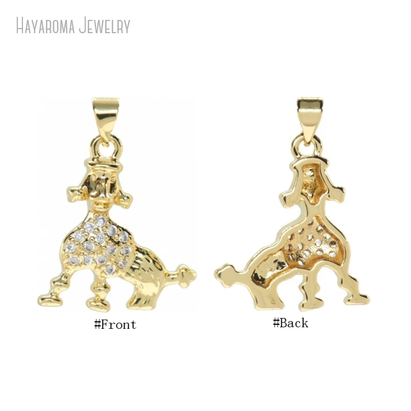 

10Pcs Metal Cubic Zirconia Copper Animal Animals Puppy Gold Color Wholesale Jewelry Invisible Setting Pendant PM52813