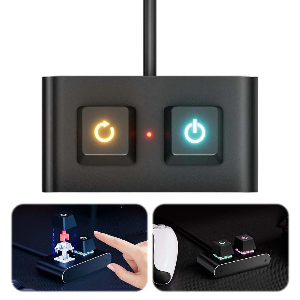 1/2 pces divisor de interruptor de mesa com led colorido ligar/desligar botão interruptor de redefinição hdd led botão de fonte de alimentação externa para placa-mãe