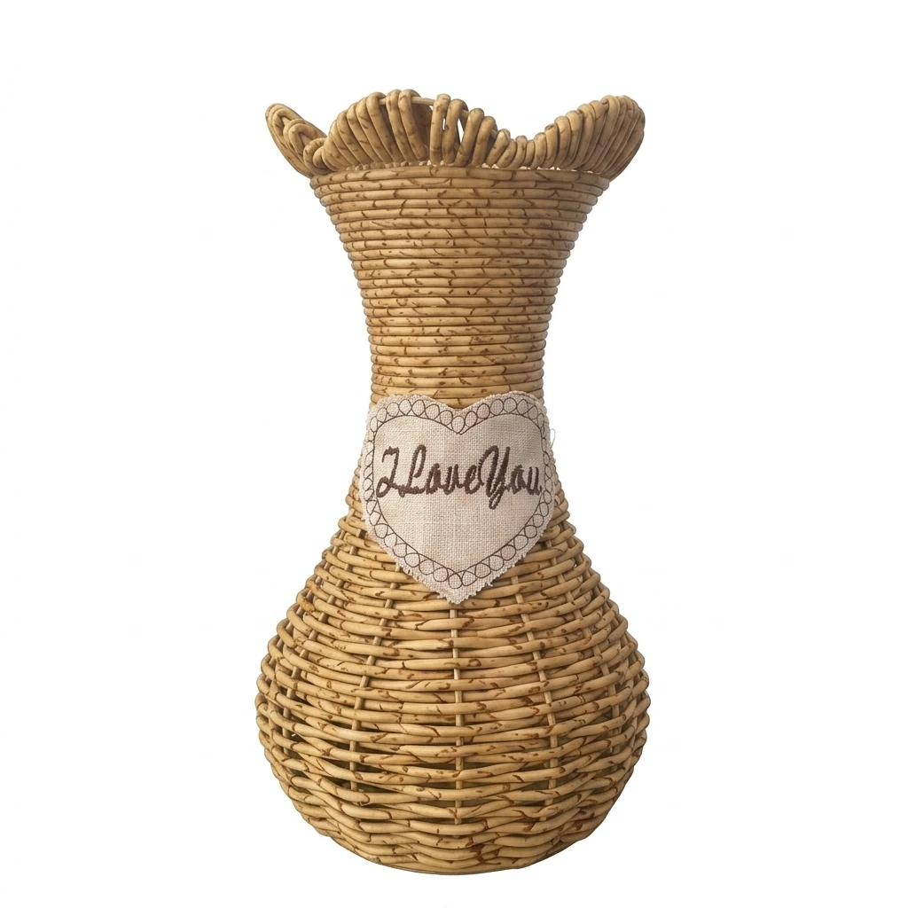 1pc Decorative Flower Vase Handwoven Faux Rattan Nordic Style for Living Room Home Decor Shatterproof Floral Container Art