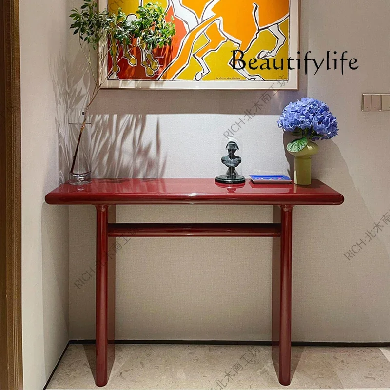 

mM Nordic designer partition table facing the door, retro style living room entrance porch table, storage table red
