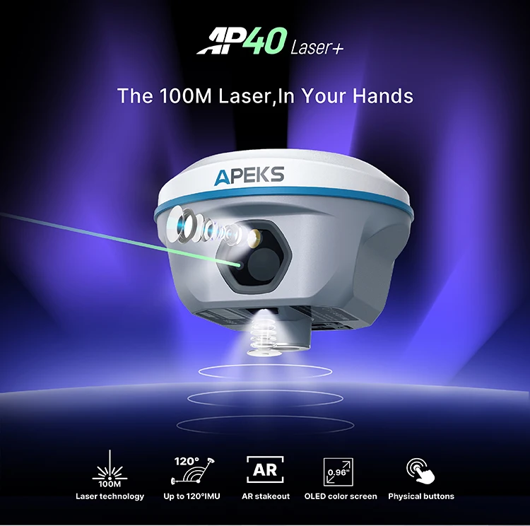 120M Green Laser HAS PPP 1408 Channels UM980 Board IMU 120 Two Cameras Gnss Rtk Base Rover Laser Apeks Ap40 IP68 -45~75