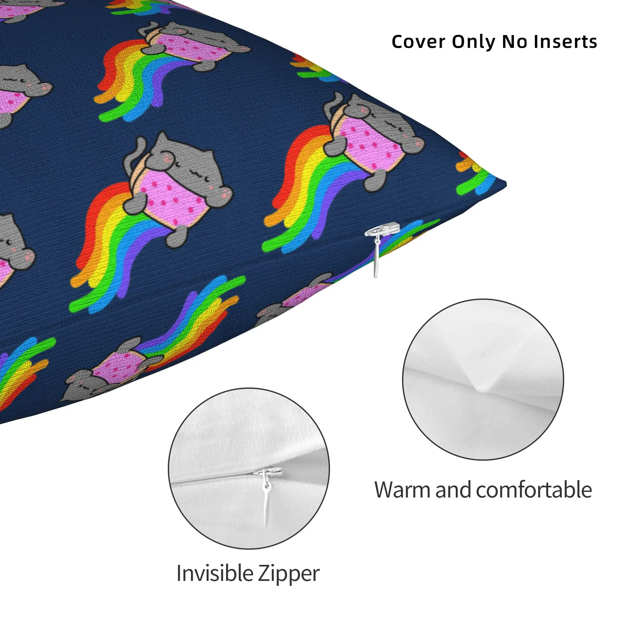 Nyan-Cats Rainbow Funny Game Pillowcase Printed Polyester Cushion Cover Gift Internet Meme Pillow Case Cover Home Square