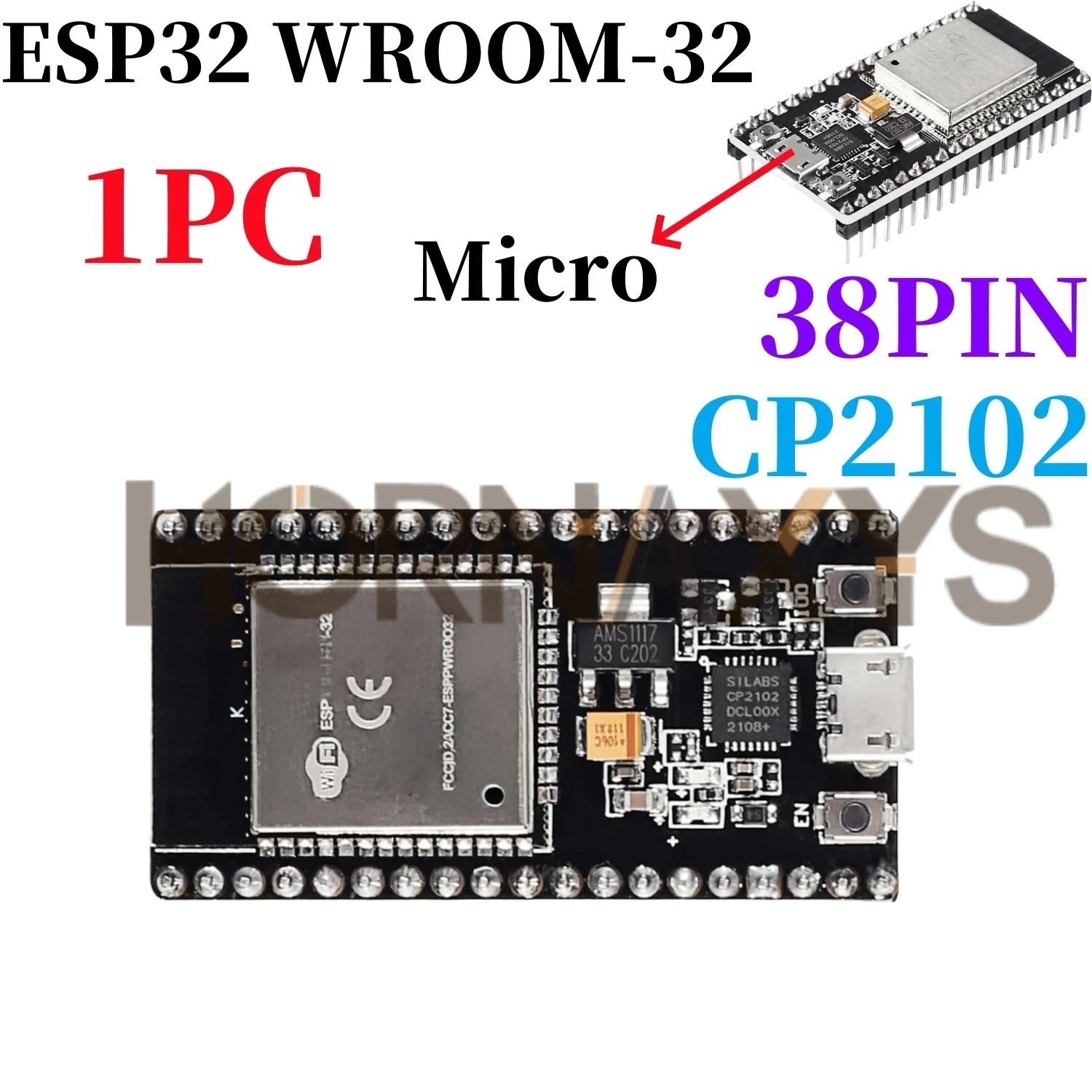 1-1pcs/placa de desenvolvimento ESP32 TYPE-C/MICRO USB CP2102 WiFi + Bluetooth Dual Core ESP32-DevKitC-32 ESP-WROOM-32 Expansão 38PIN