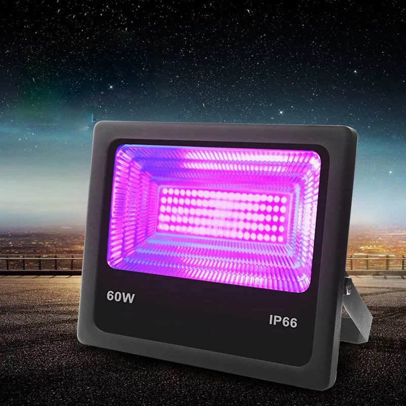 30W 60W LED purple flood light, waterproof IP66 black light, KTV bar haunted house UV fluorescent effect light