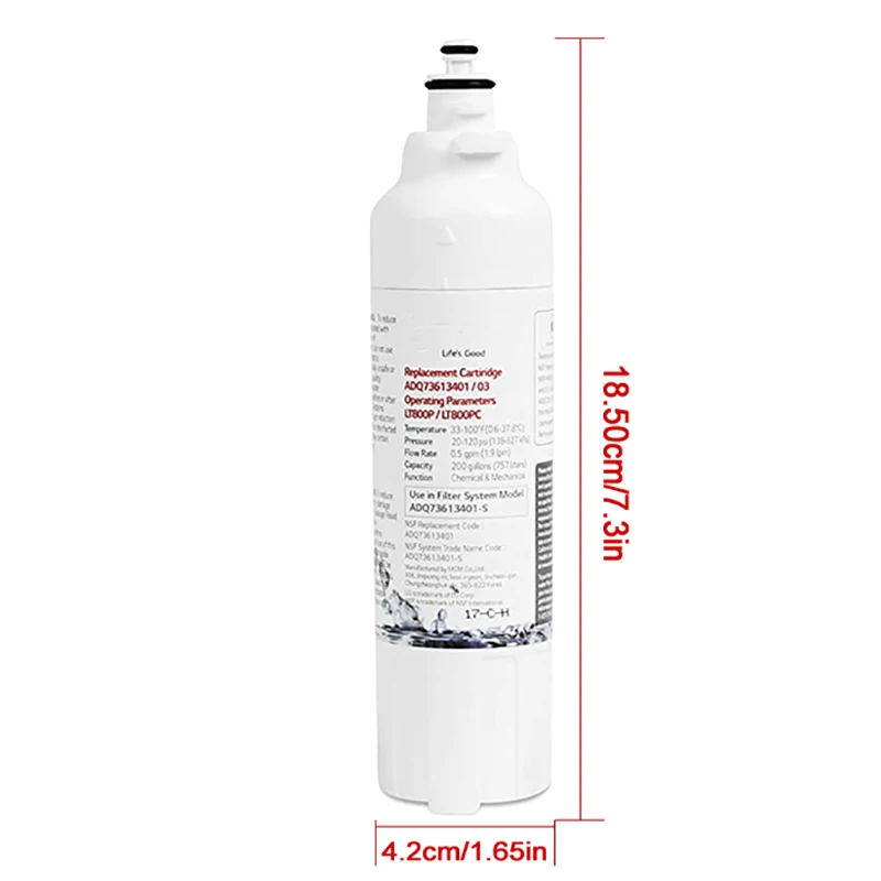 Replace LG LT800P refrigerator water filter (NSF42 and NSF53) ADQ73613401, ADQ73613408 or ADQ75795104, 1 pack