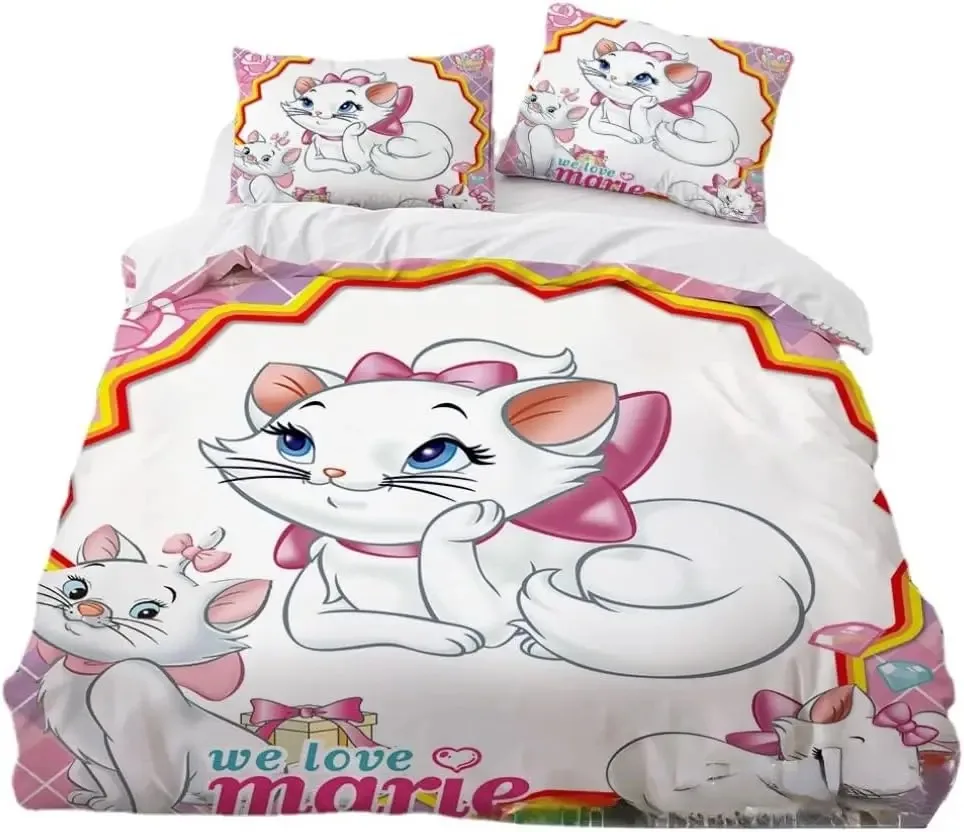 Disney Cartoon Marie Cat Bedding Set Children  Girls Quilt Cover Bedroom Decora Duvet Cover Children's gifts