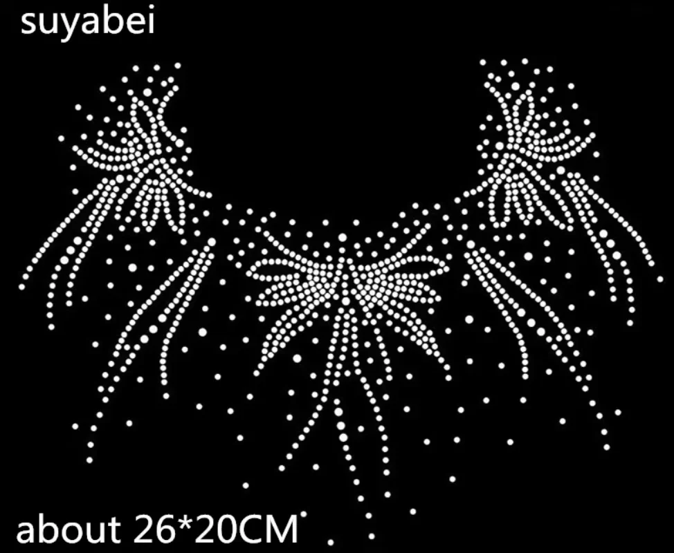 

Neckline decor hot fix rhinestone motif designs iron on crystal transfers design iron rhinestone appliques
