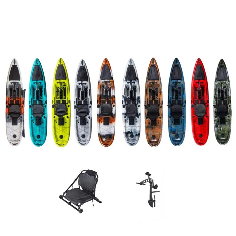 13ft Professional Fishing Kayak With Pedal Fin Drive System Stable HDPE Single Seat Kayak For Sea Fishing