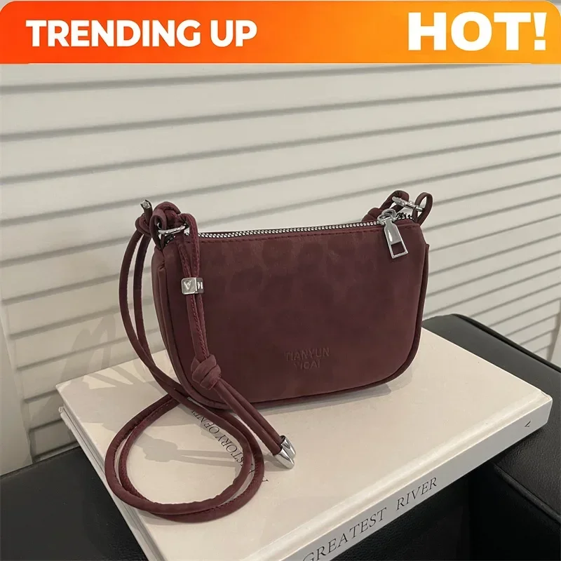 New Fashion Simple Crossbody Bags for Women Soft Suede PU Mini Shoulder BagsComfortable and Versatile Texture Commuting Bag