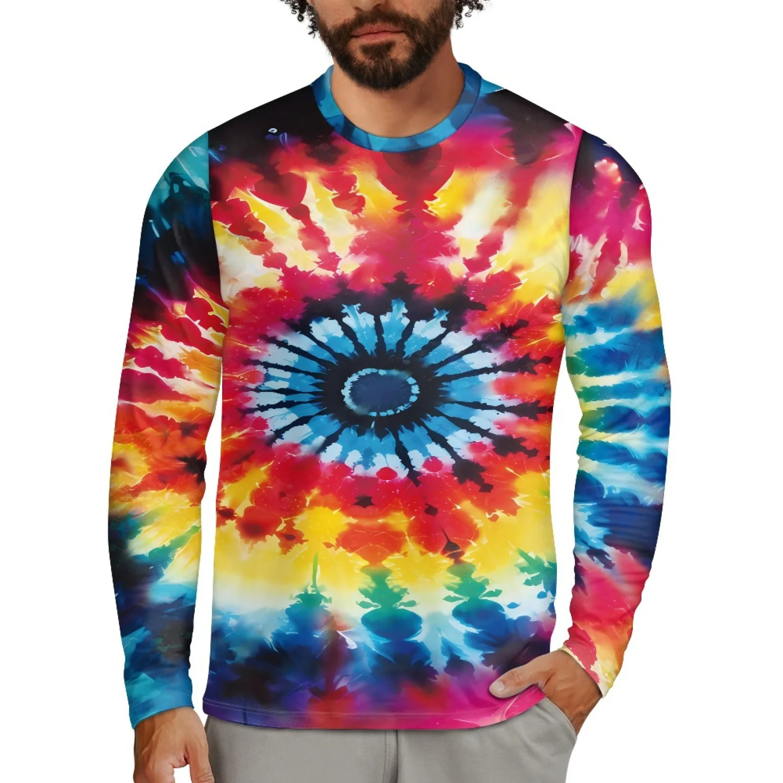 Colorful Tie Dye 3D Print T-Shirts Men Women Round Neck Long Sleeve T Shirt Streetwear Harajuku Pullovers Tees Tops Kid Clothing
