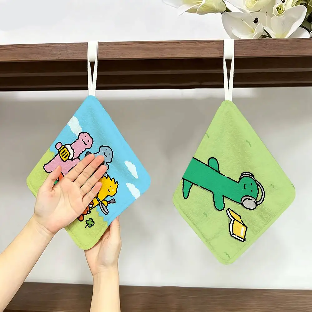 Cartoon J-Joguman S-Studio Polyester Cotton Hanging Kitchen Towel, Skin Friendly Hand Wiping Towel for Hotel Cafe Household