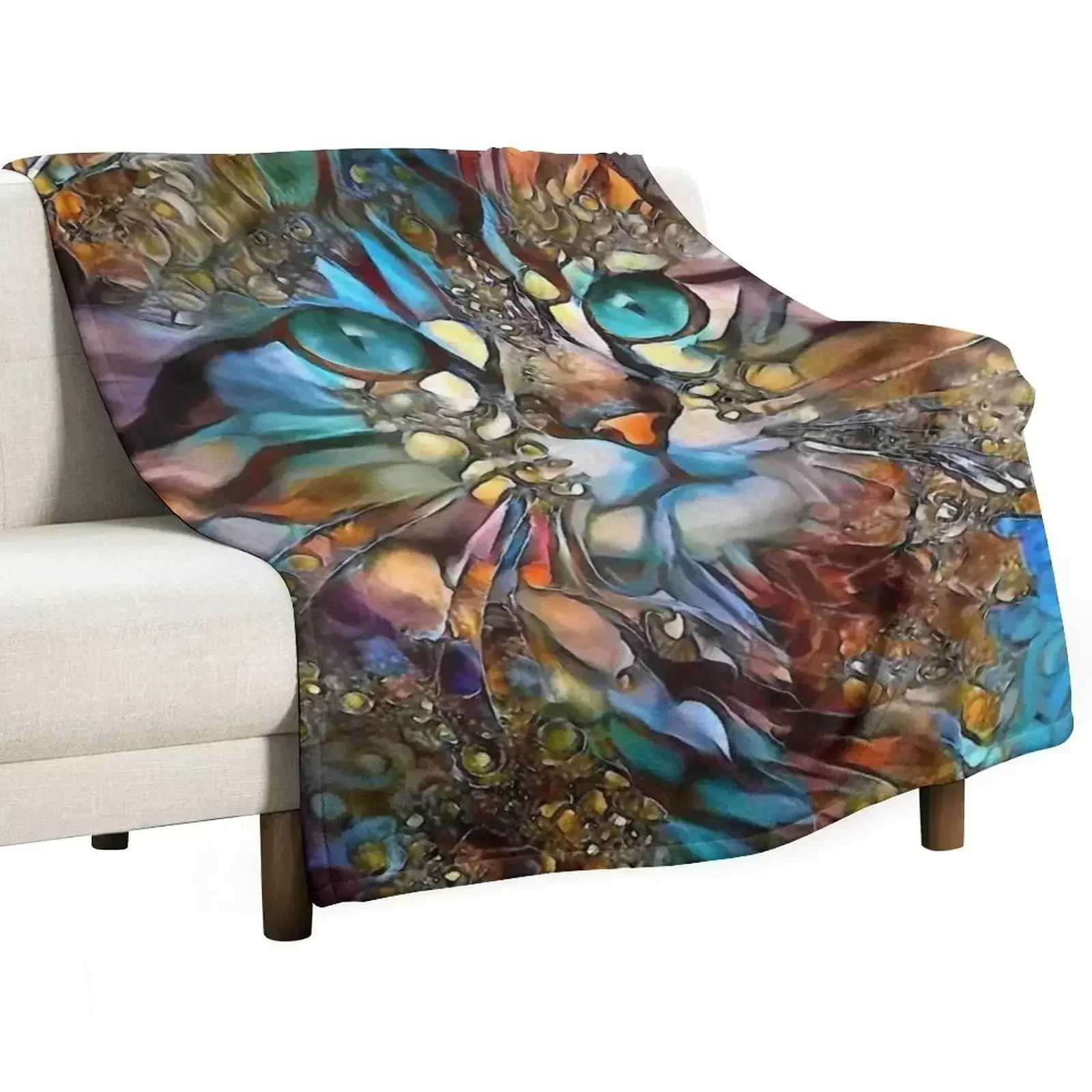 Andyna, cat, chat, cat, lea roche paintings Couverture chaude et confortable pour la sieste au bureau