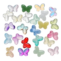 10pcs 14.5mm Gradual Color Cute Butterfly Glass Beads Small Loose Spacer Beads For Necklace Bracelet DIY Jewelry Making Findings
