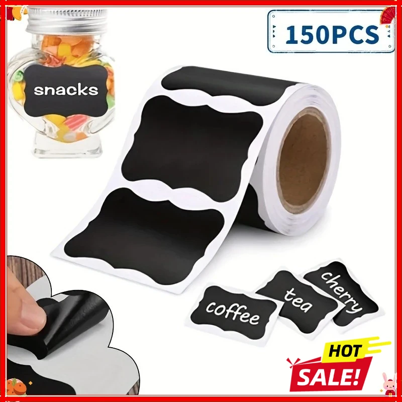 

150pcs Roll Removable Blackboard Stickers With Erasable Pen Waterproof Chalkboard Labels for Home & Kitchen