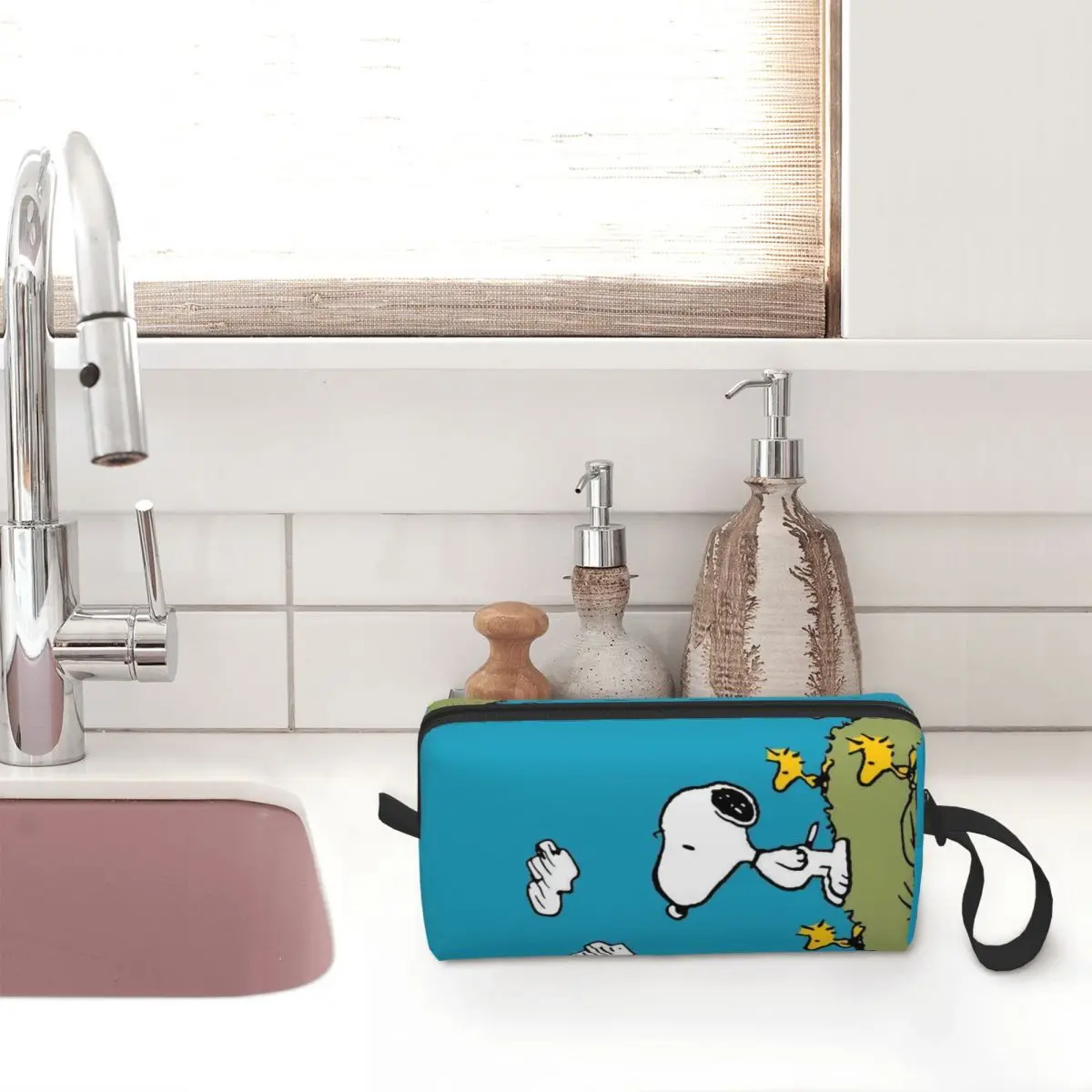 Custom Snoopy And The Birds Toiletry Bag Women Disney Cosmetic Makeup Organizer Lady Beauty Storage Dopp Kit Box