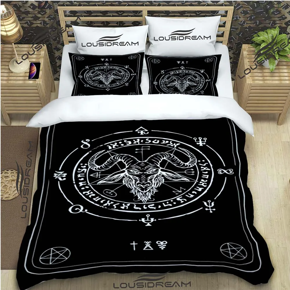 Satan Bedding Set Goat Inverted Pentagram Skull Duvet Cover Comforter Bed Single Twin Full Queen Youth Kids Girl Boys Gift