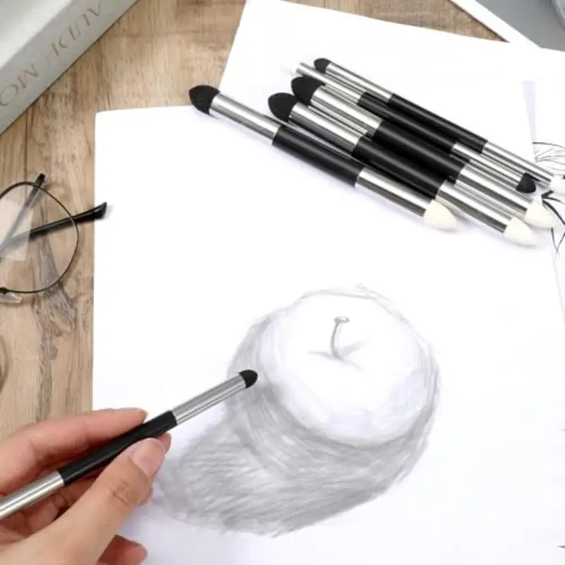 Dual‑Headed Sponge Smudge Sketch Pen Set 2Pcs Reusable Washable Shading Drawing Tool Artists Beginner Sketch Painting Supplies